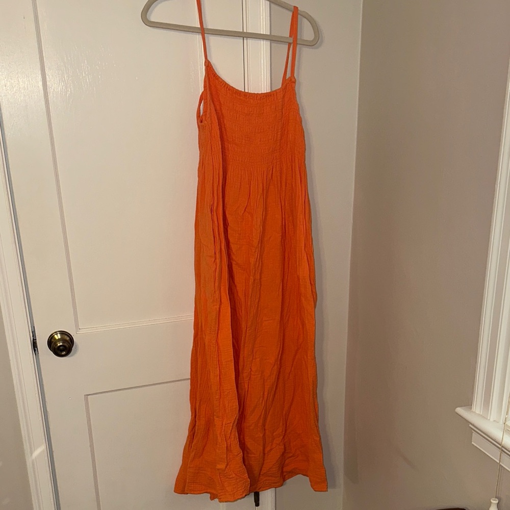 Aerie Bright Orange Smocked Top